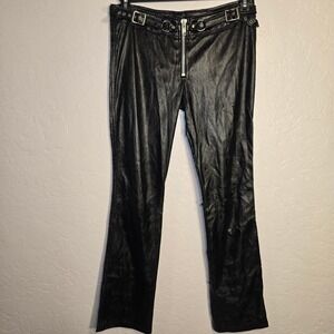 Lip Service 32x32 Faux Leather Pants Medium YKK Zipper Buckle GOTH Damage